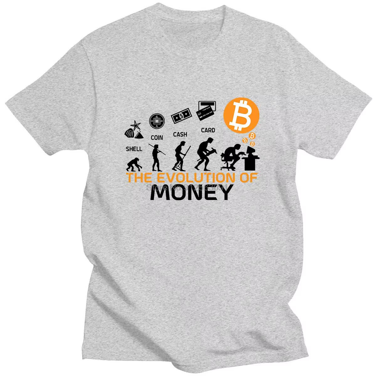 The Evolution of Money Funny Bitcoin Japanese Harajuku Simple Manga Print Summer Thin Cotton Short Sleeve T-Shirt Loose S