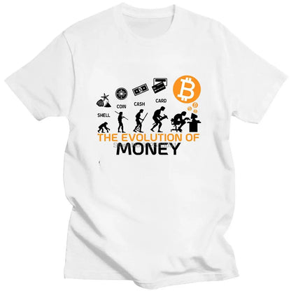 The Evolution of Money Funny Bitcoin Japanese Harajuku Simple Manga Print Summer Thin Cotton Short Sleeve T-Shirt Loose S